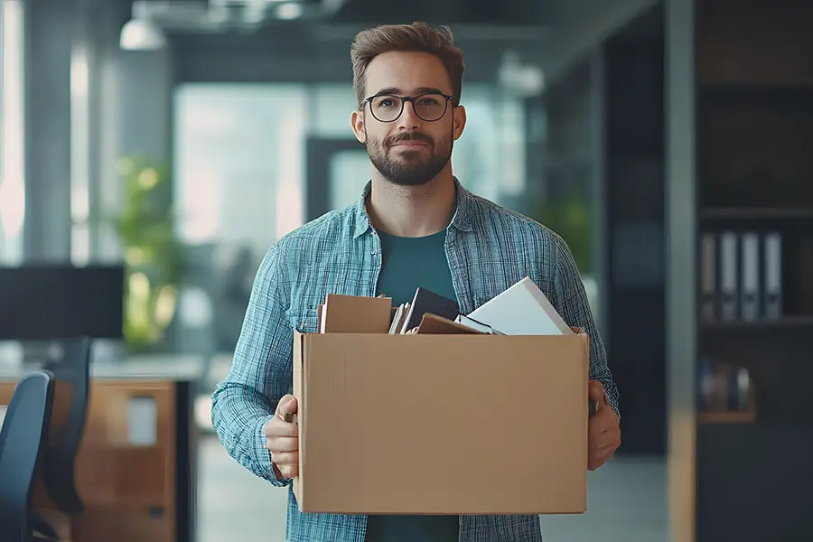 Mitarbeiter mit Karton